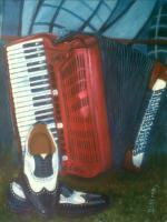 Accordion - Acrylic On Canvas Paintings - By Lisema Makhera, Still Life Painting Artist