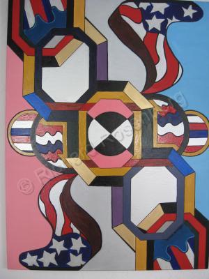 Abstract - Veterans Day 2007  Hebrew Letter Aleph - Acrylic  Oil On Canvas