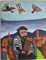 The Town Of Safad - Acrylic On Canvas Paintings - By Richard Rosenberg, Judaica Painting Artist