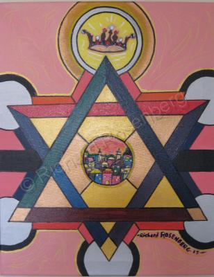 Judaica - Royal Star Of David - Acrylic  Oil On Canvas