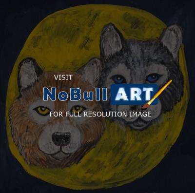 Animals - Wolf Moon - Gouache