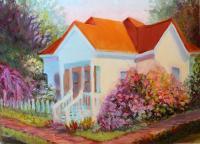 Petaluman Victorian House - Oils Paintings - By Lillian Landivar-Torrico, Impressionistic Painting Artist