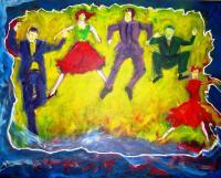 Party - Acrylic On Canvas Paintings - By Gien San Tan, Figurative Painting Artist