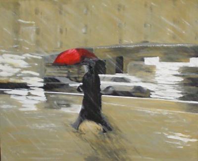 Oil - Red Umbrella - Oil