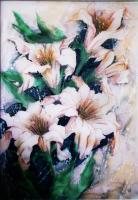 Lilies - Silk Paintings - By Yana Horozhanskaya, Flowers Painting Artist