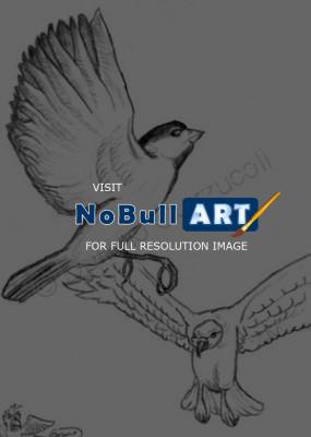 Pencil Sketches - Three Birds - Pencil And Paper