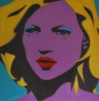 Kate Moss - Oil On Linen Paintings - By Varvara Varvara, Pop-Art Painting Artist