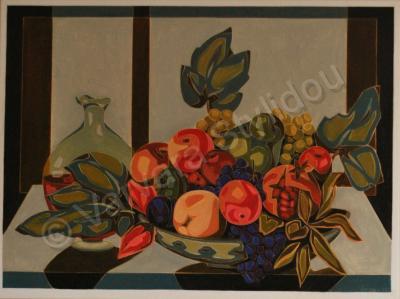 Still Life - Still Life With Fruit And Wine - Oil On Linen