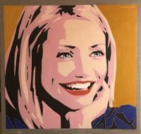 Cameron Diaz - Oil On Linen Paintings - By Varvara Varvara, Pop-Art Painting Artist