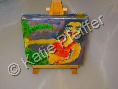 Mini Mermaid - Miniature Mermaid Sea Goddess Painting - Acrylic