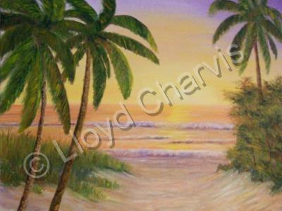 Landscape - Tropical Sunset - Oil On Canvas