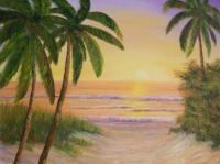 Tropical Sunset - Oil On Canvas Paintings - By Lloyd Charvis, Realism Painting Artist