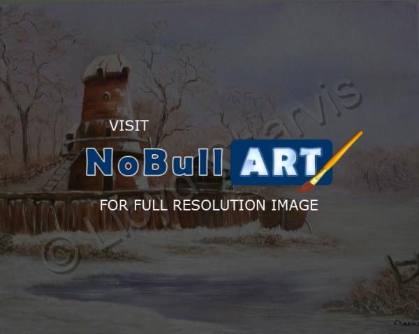Landscape - Frozen Stream - Oil On Canvas