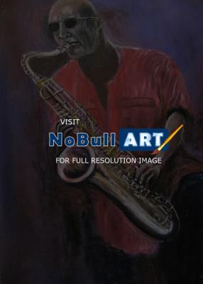 Music - Sax Player - Oil On Canvas
