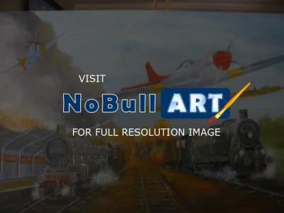 Trains - Steam Train 3 - Oil On Canvas