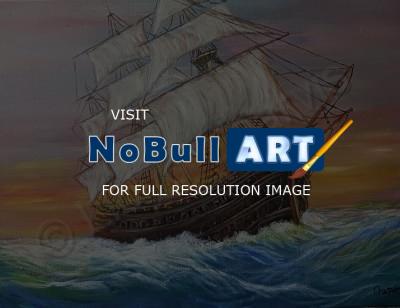 Ships - Rough Seas - Oil On Canvas