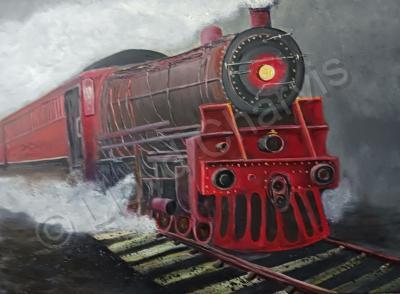 Trains - Night Train - Oil On Canvas