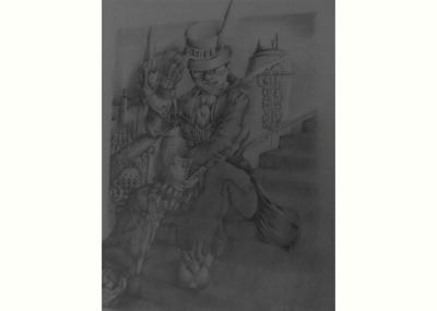 Pencil Illustration - Pencil Steam-Punk Man - Pencil