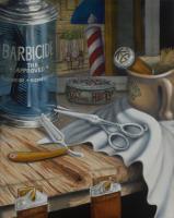Joes Barber Shop - Oil On Canvas Paintings - By Robert Goldsberry, Realism Painting Artist