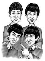 Caricature - Beatles 64 - Ink Line With Photoshop Color