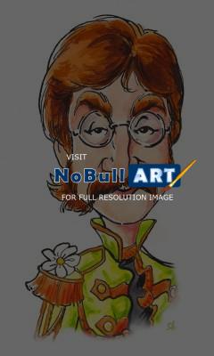 Caricature - John Lennon - Ink Watercolor And Colored Pen