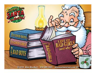 Holiday - Santas List Of Bad Girls - Ink Line With Photoshop Color