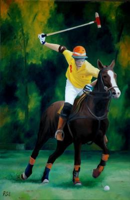 People - Polo Player - Oil On Canvas