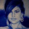 Eva Mendez - Ink On Paper Drawings - By Peter Seminck, Impressionism Drawing Artist