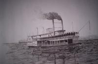 Old Wooden Sidewheeler - Ink Drawings - By Richard Hall, Ink Drawings Drawing Artist