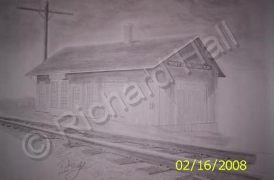 Railroad Art - Railroad Depot - Pencil  Paper