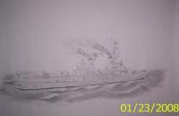 Navy Ship - Pencil  Paper Drawings - By Richard Hall, Pencil Drawing Artist