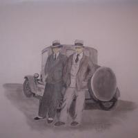 Mobsters - Pencil  Paper Drawings - By Richard Hall, Pencil Drawing Artist