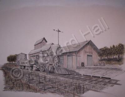 Railroad Art - The Old Cbq Railroad Depot Augusta Illinois - Mixed Media