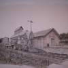 The Old Cbq Railroad Depot Augusta Illinois - Mixed Media Mixed Media - By Richard Hall, Ink Drawings Mixed Media Artist