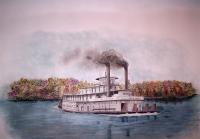 Geomverity Riverboat - Mixed Media Drawings - By Richard Hall, Ink Drawings Drawing Artist