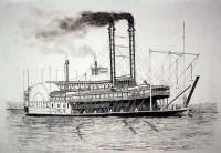 Riverboat  J M White - Ink Drawings - By Richard Hall, Ink Drawings Drawing Artist