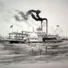 Riverboat Belle Of Memphis - Ink Drawings - By Richard Hall, Black And White Drawing Artist