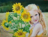 Children - Sunflower - Oil On Canvas
