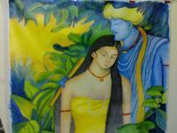 Radha Krishna - Oil On Canvas Paintings - By Prince Skaria, Oil Painting Painting Artist