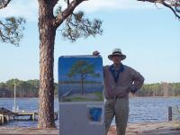 Artist Rudolf Megert In Panama City Beach Florida 2007 - Acrylics Paintings - By Rudolf Megert, Acrylic On Packaging Paper Painting Artist