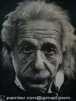 Charcoal Portrait - Albert Einstein Original Drawing Charcoal 106X80Cm - Charcoal