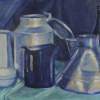 Blue Still Life - Acrylic Paint On Thick Latex P Paintings - By Maria Evestus, Acrylics Still Life Painting Artist