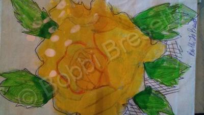 Cards - Yellow Rose - Color Pencils Acrilics And Pen