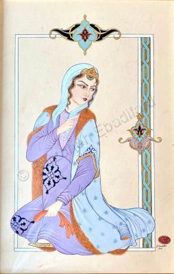 Figures - Persian Lady 1 - Gouache Watercolor