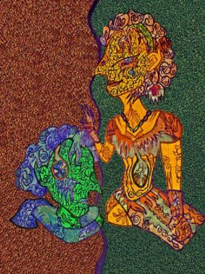 Drawing Mixes Media - The Good Woman And The Bad Woman - Pen Pencil Colored Pencils