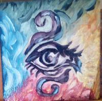 Different Stuff - Third Eye Elemental - Oil On Wood