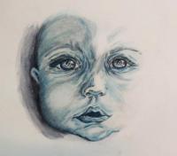 My Babys Face - Watercolor Paintings - By Dani T, Realism Painting Artist