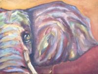 Close To My Heart - Elephant With Soulful Eyes - Oil On Repurposed Material