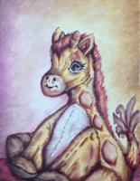 Plush Giraffe - Oil On Canvas Paintings - By Dani T, Detailed Slap-Dash Painting Artist