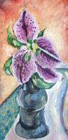 Flowers By Kitchen Sink - Oil On Wood Paintings - By Dani T, Detailed Slap-Dash Painting Artist